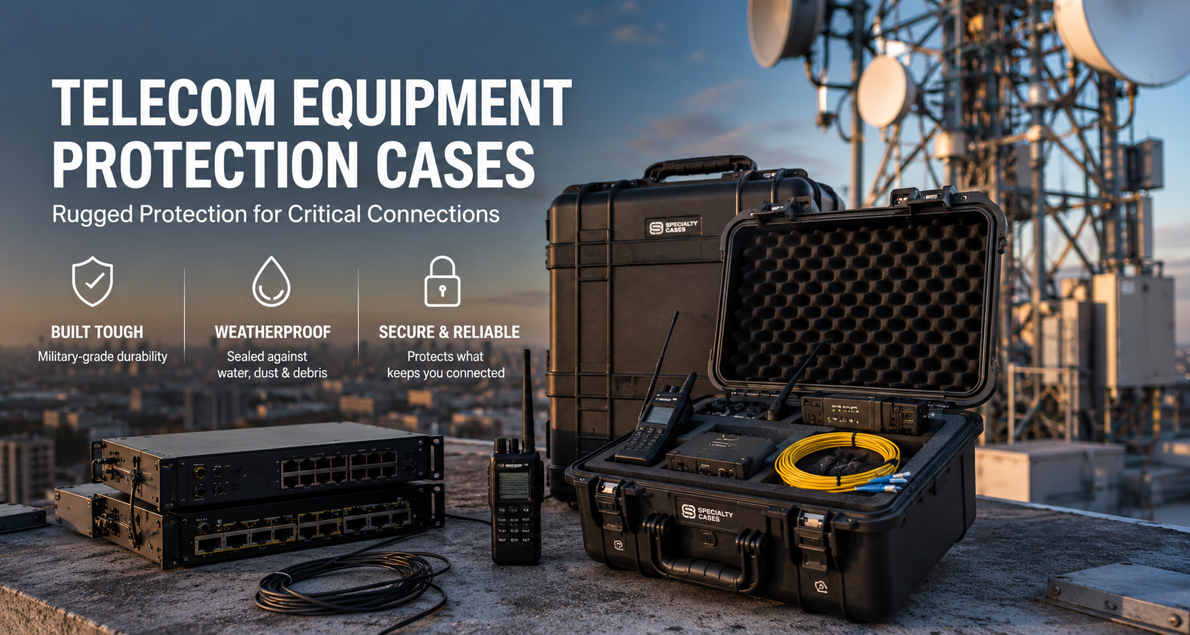 Telecom equipment protection cases for communications gear, network equipment, and field deployment kits